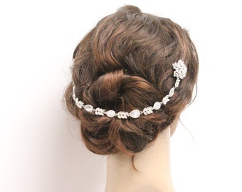 Bridal Hair Chain Wedding hair Wrap Grecian Headpiece Wedding Halo Draped Hair Comb Floral Wedding Hair Comb Hair Wreath bridal hair comb