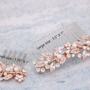 Rose gold Bridal hair comb Pearl side comb Small Wedding hair comb Bridesmaid hair piece Prom Hair piece Wedding comb in Rhinestone haircomb image 10