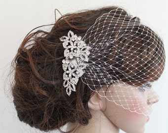 Wedding Fascinator Bridal birdcage veil Wedding hair comb Bridal Fascinator Wedding birdcage veil Bridal veil Wedding hair accessory Bridal