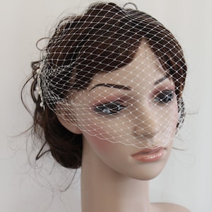 Wedding veil birdcage bridal birdcage veil wedding birdcage veil wedding blusher veil with blusher wedding fascinators wedding headpiece image 2