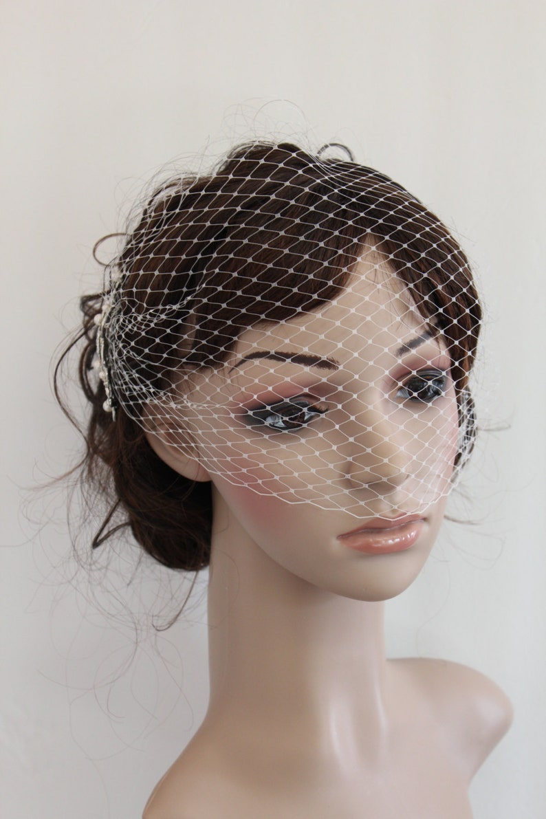 Wedding veil birdcage bridal birdcage veil wedding birdcage veil wedding blusher veil with blusher wedding fascinators wedding headpiece image 2