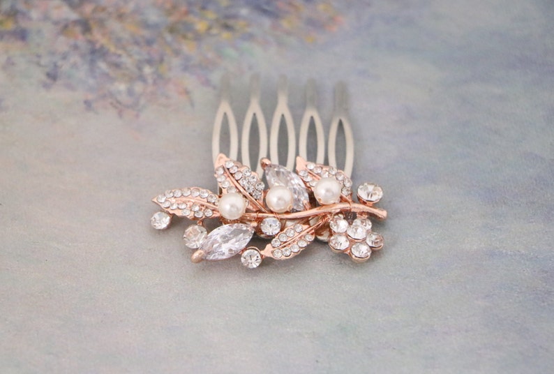 Small Bridal comb Bridesmaid hair comb Wedding hair piece Bridal hair accessories floral Side bridal headpiece Wedding comb Bridal hair comb image 6