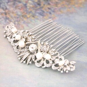Silver Pearl Crystal Bridal Hair Comb, Wedding Hair Accessories Bridal comb Wedding hair clip Wedding hair jewelry Bridal comb Wedding comb