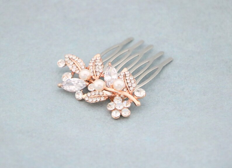 Small Bridal comb Bridesmaid hair comb Wedding hair piece Bridal hair accessories floral Side bridal headpiece Wedding comb Bridal hair comb image 1