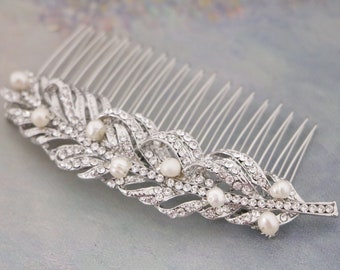 Silver Bridal hair comb Pearl side comb Wedding hair accessories Crystal headpiece Wedding hair comb Bridal hair piece Wedding hair clip