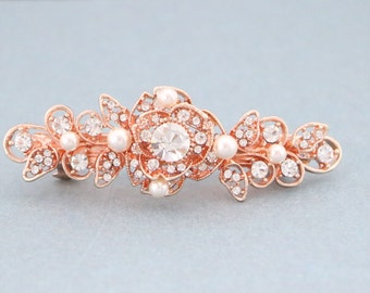 Floral Wedding Hair Accessories Small Bridal Comb Rose Gold  display picture 1