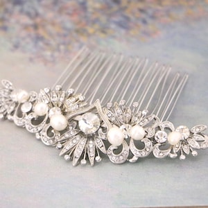 Rhinestone bridal hair comb Side Bridal headpiece Wedding hair accessories for bun Bridal comb updo Silver Wedding hair comb Hair jewelry
