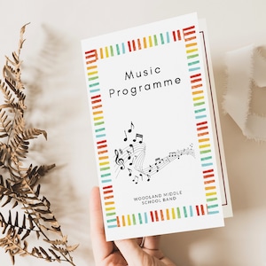 EDITABLE Music Recital Program Brochure Template for Band Voice Choir Orchestra Recital Concert | Printable Foldable Bifold Music Programme