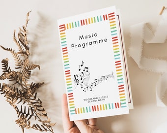 EDITIERBARE Musik Recital Programm Broschüre Vorlage für Band-Voice-Chor-Orchester-Recital-Konzert | Druckbares faltbares Bifold-Musikprogramm