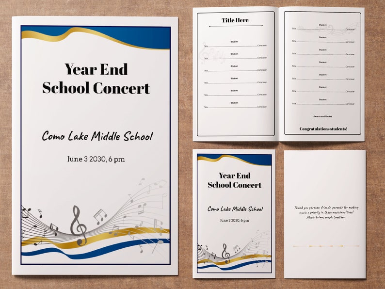 EDITABLE Music Recital Program Brochure Template for Piano Recital ...