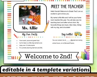 Google Slides EDITIERBARE Treffen Sie die Lehrer Vorlage für Back to School