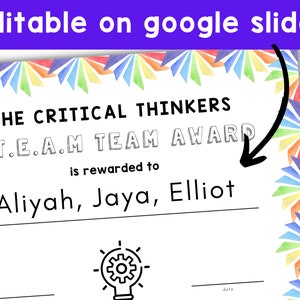 BEWERKBARE S.T.E.A.M Team Award-certificaten, teambuilding S.T.E.M Makerspace