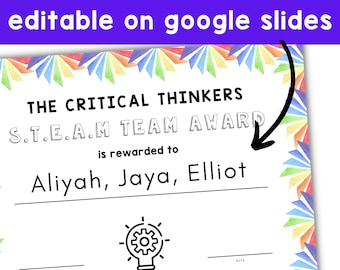 EDITIERBARE S.T.E.A.M Team Award Zertifikate, Team Building S.T.E.M Makerspace
