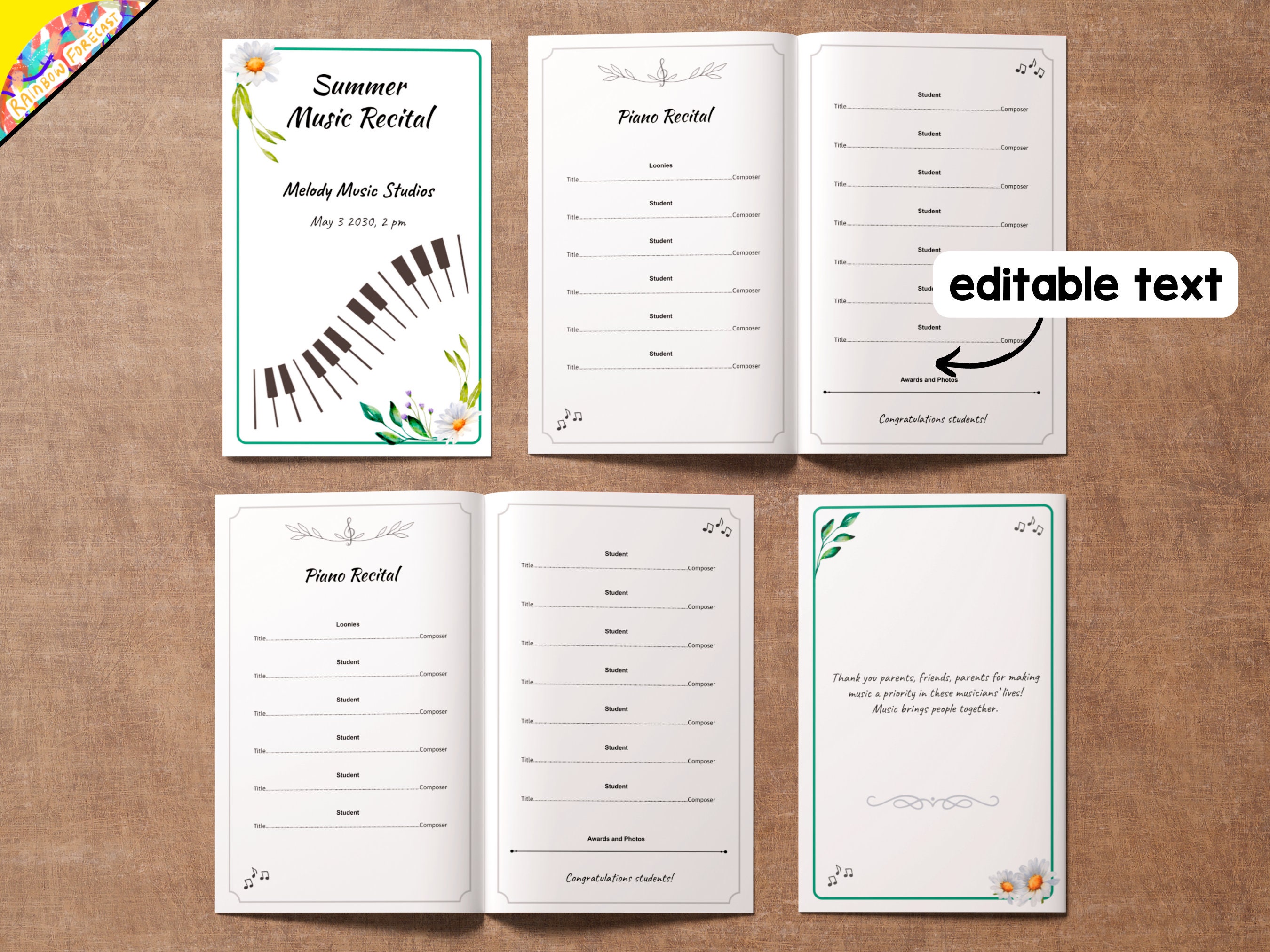 Piano Recital Program Editable Template for Music Recital Concert ...