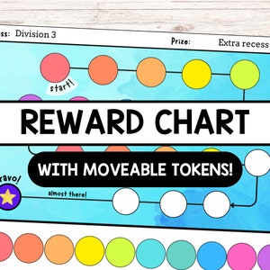 EDITABLE Interactive Reward Chart for Positive Daily Behaviour with Rainbow Moveable Tokens
