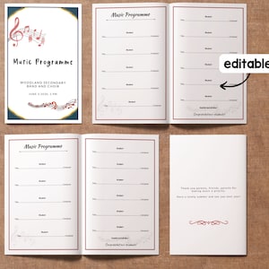 EDITABLE Music Recital Program Brochure Template for Band Voice Choir Orchestra  Recital Concert | Printable Foldable Bifold Music Programme
