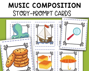 Musikkomposition Prompt Cards - Story Cards - Digitaler Sofort Download - Printable - Klassenzimmer Aktivitäten - Kreatives Schreiben Prompts