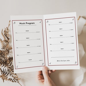 Music Concert Program Note EDITABLE Music Recital Program Brochure Template for Band Voice Choir ...