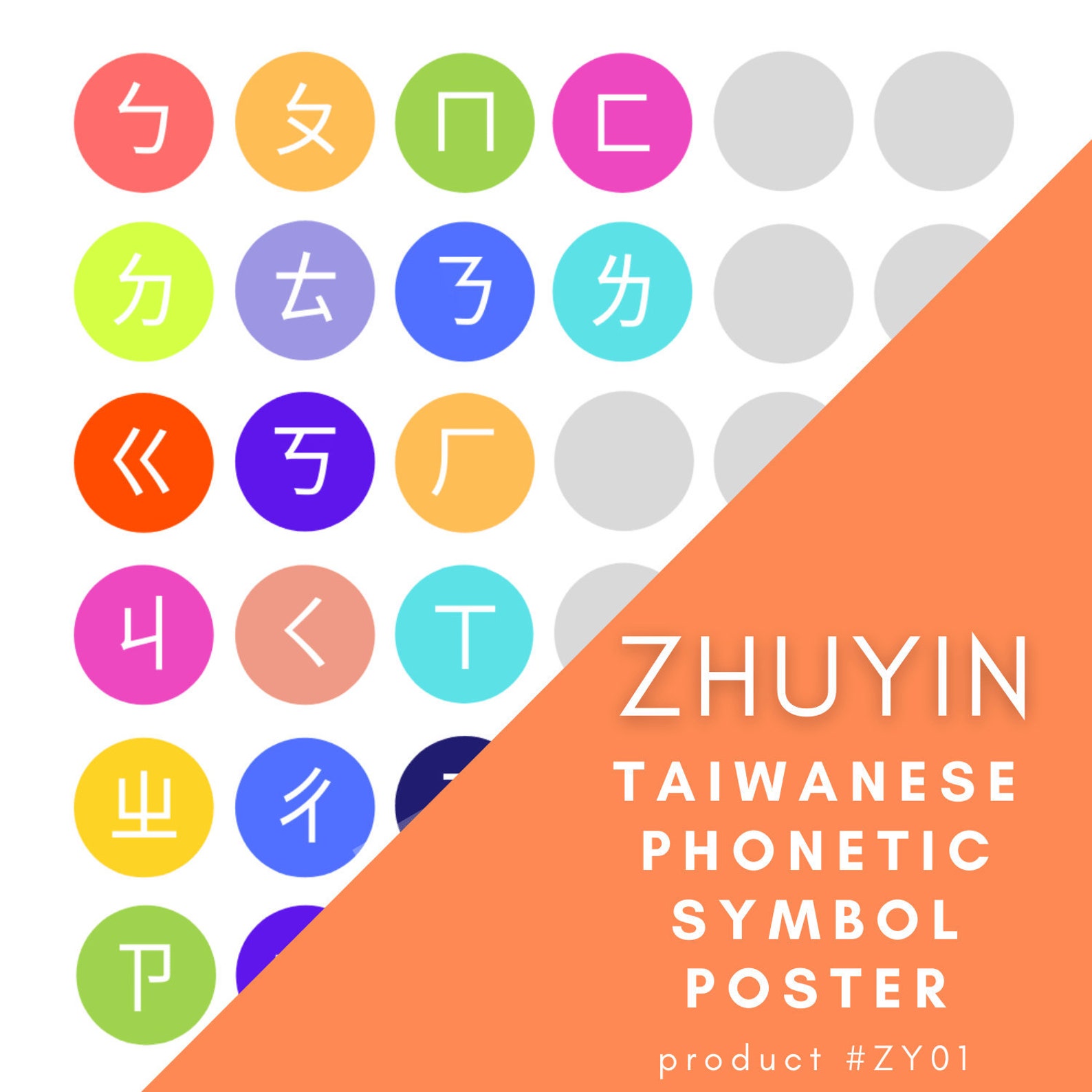 ZHUYIN BOBA Taiwanese Alphabet Poster Square Etsy