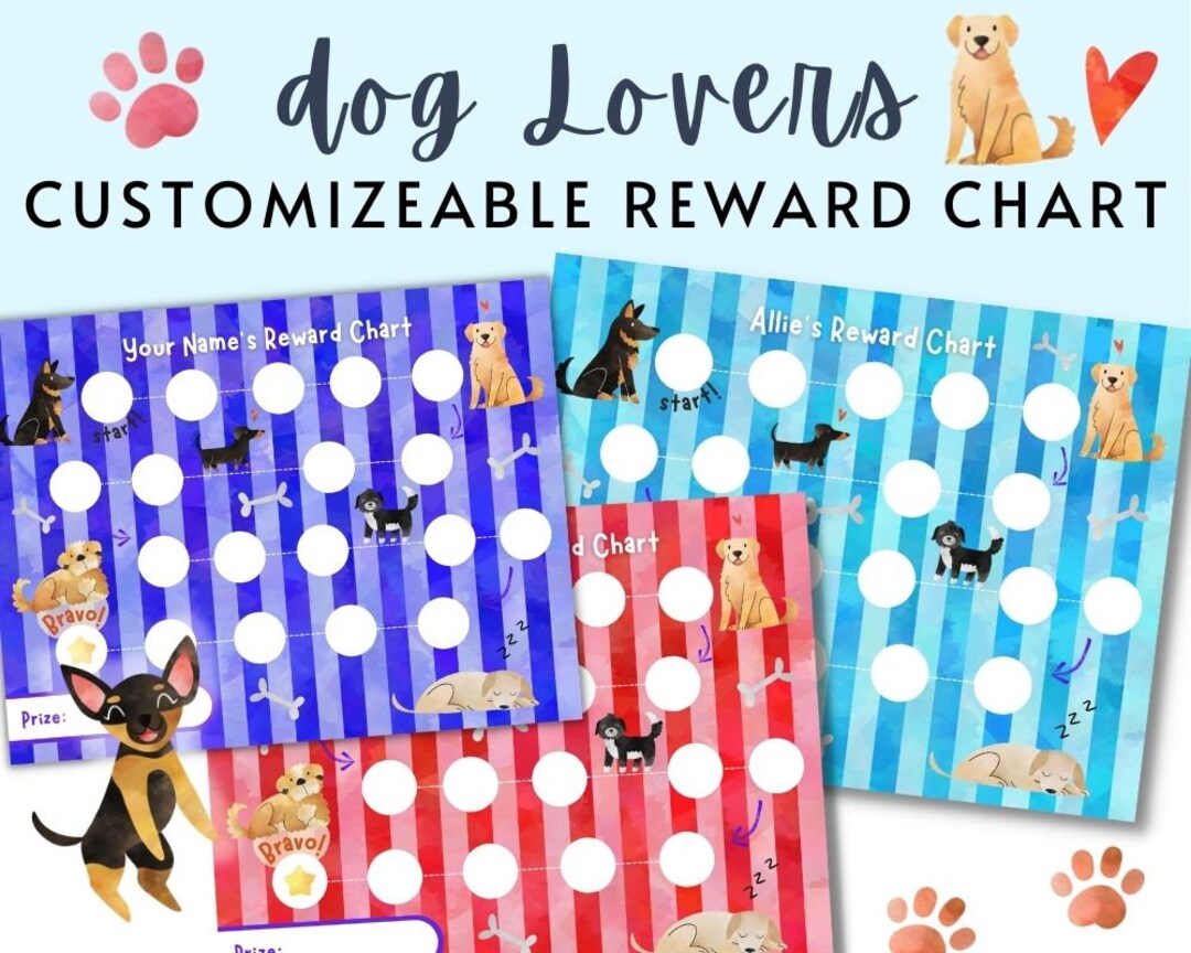 EDITABLE Reward Chart Digital Template Behaviour Chart Dog - Etsy
