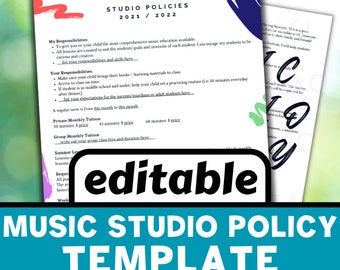 EDITIERBARE Musik Studio Richtlinienvorlage - Digital Printable