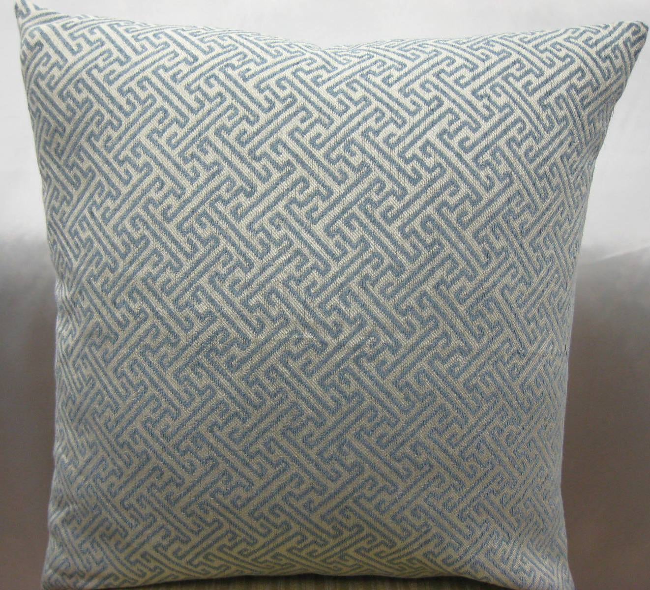 Greek Key Decorative Pillow Cover18 X 18 in Woven Linen Fabric ,light