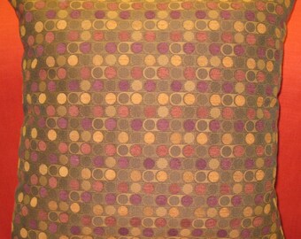 Velvet burnout polka dot pillow cover - 24"x24" -dark brown, light brown, and mulberry wine color-throw pillow plus made in USA