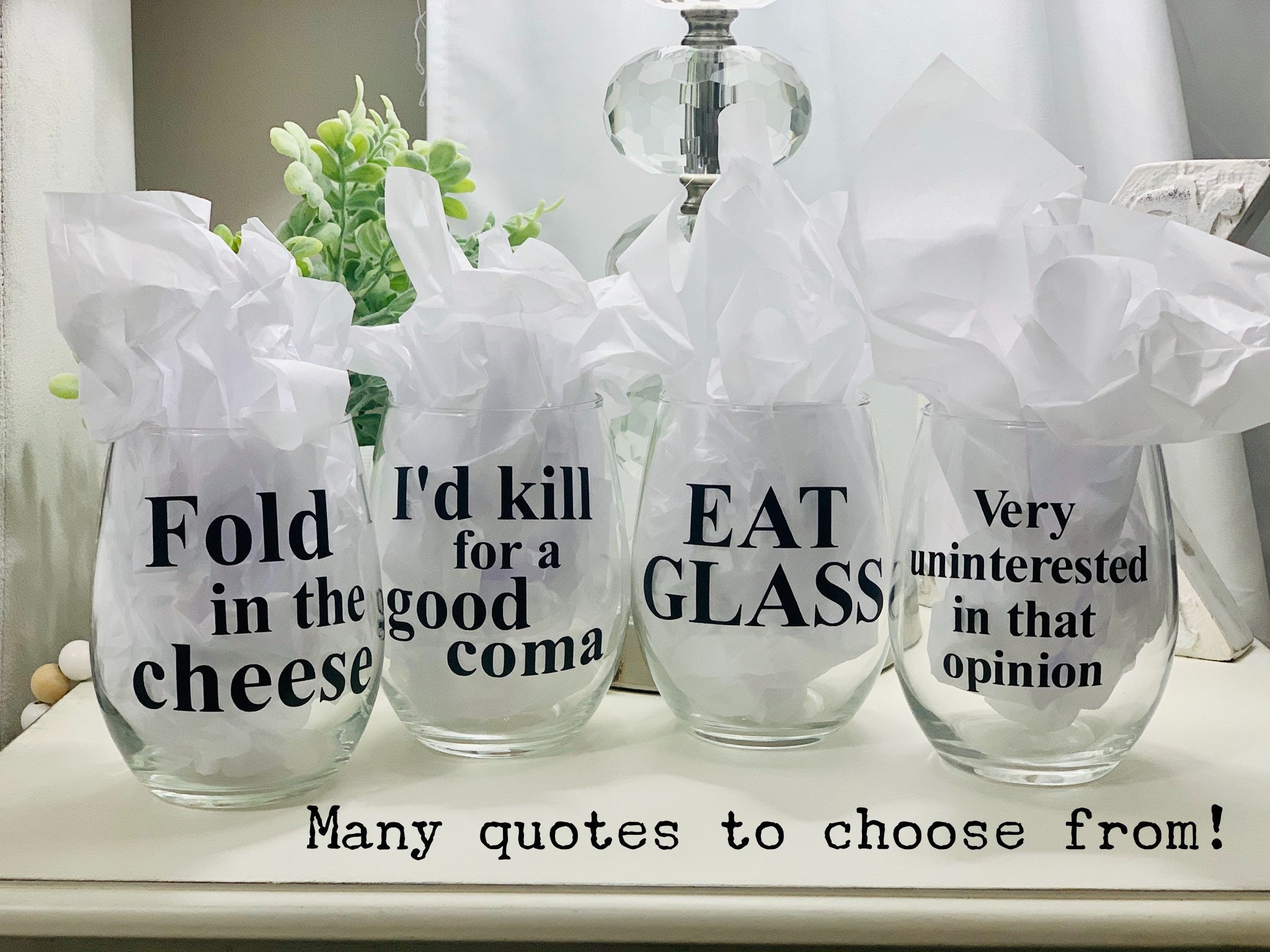 Funny Glass | Stemless Wine Glass | Glass Cups | Mini Mason Jar | Bir…