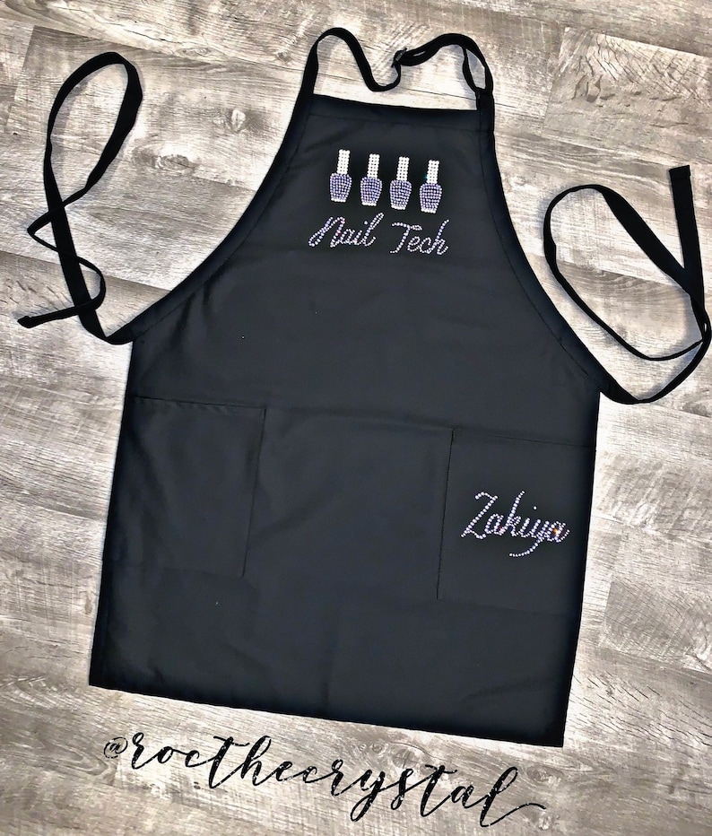 Nail Tech apron with personalized name on pocket made with Etsy