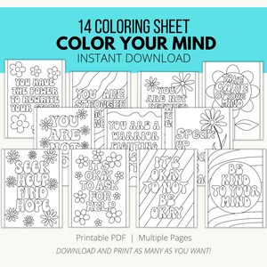 Psychische Gesundheit Malvorlagen, Entspannend und Therapeutisch Ausmalen, Sofort Download, PDF, Ausdrucke