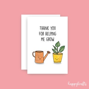 Afdrukbare lerarendagkaart, bedankt waardering geschenk aan favoriete leraar, Instant Download PDF, bedankt dat je me hebt geholpen groeien