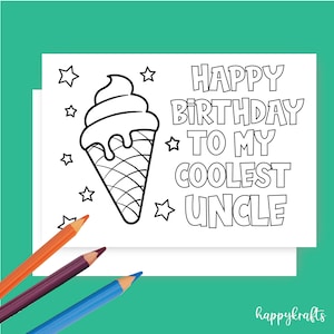 Sofortiger Download Färbung Grußkarte Alles Gute zum Geburtstag Karte für Onkel, Färbung Grußkarte, Färbung coolsten Onkel, Onkel