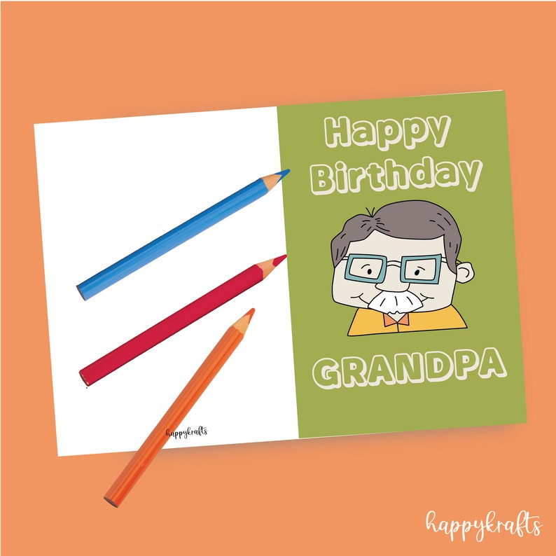 Instant Download Coloring Birthday Card for Grandpa and Grandma ...