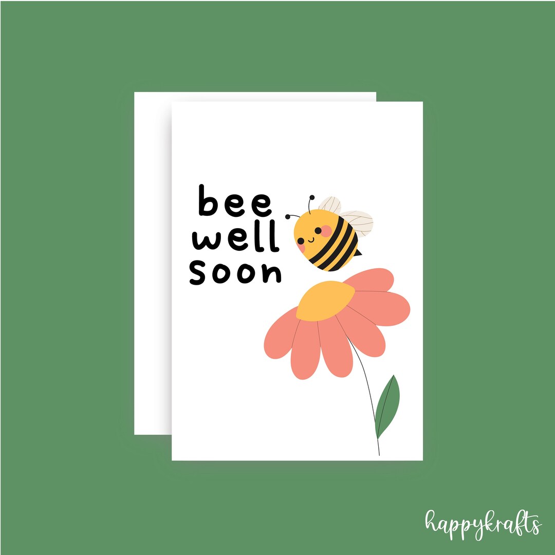 Bee Well Soon Card, Get Well Soon Card, Bee Card, Pun Card, Greetings ...