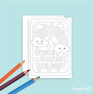 Instant Download Coloring Pages Happy Father&#39;s Day Card, Coloring Greeting Card, Coloring Best Uncle, Uncle
