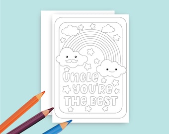 Instant Download Coloring Pages Happy Father's Day Card, Coloring Greeting Card, Coloring Best Uncle, Uncle