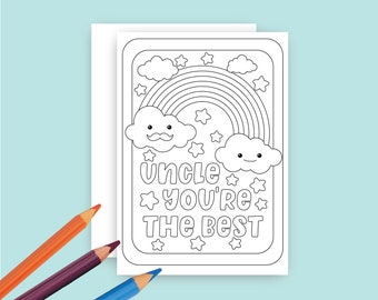 Instant Download Coloring Pages Happy Father's Day Card, Coloring Greeting Card, Coloring Best Uncle, Uncle