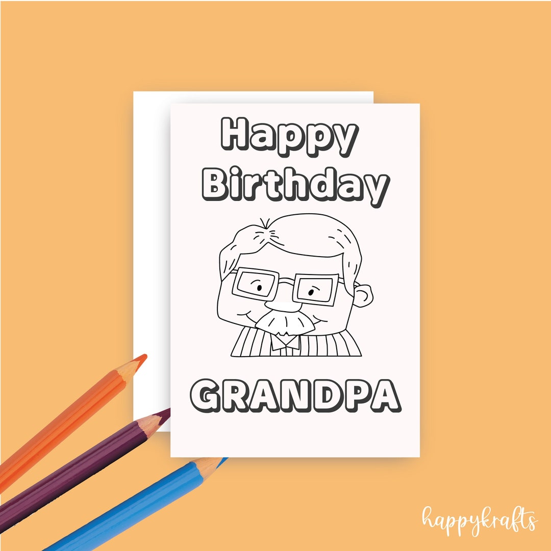 Instant Download Coloring Birthday Card for Grandpa and Grandma ...