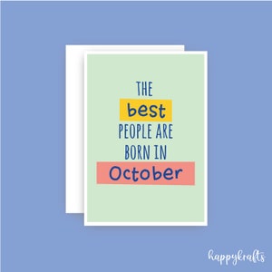 Instant Download The Best People Are Born In October, October Birthday Card, Printable Birthday Card,