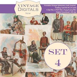 Printable Ephemera Junk Journal Paper | Sewing Machine trading cards | Kit 4