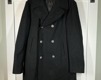 Vintage US Navy Peacoat 1960s | Blue Wool Double Breasted | Made