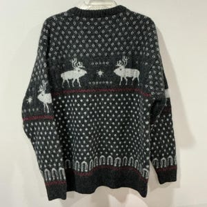 Vintage Pendleton Wool Sweater Mens XL Grey Snowflake Deer Nordic Knit Pullover image 2