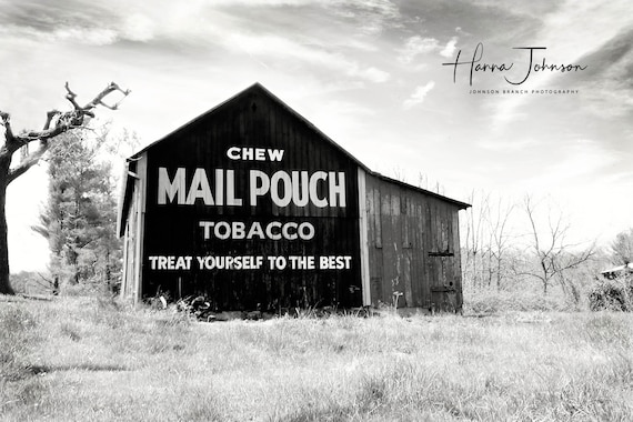 Black And White Print Of A Mail Pouch Tobacco Barn Etsy