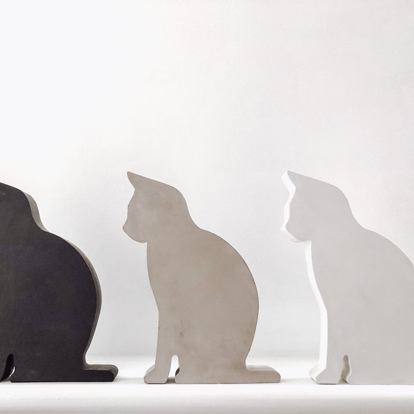 Concrete cat statue, Cat bookend, concrete decor, cat lover gift, home decor, Scandinavian decor, nursery decor,