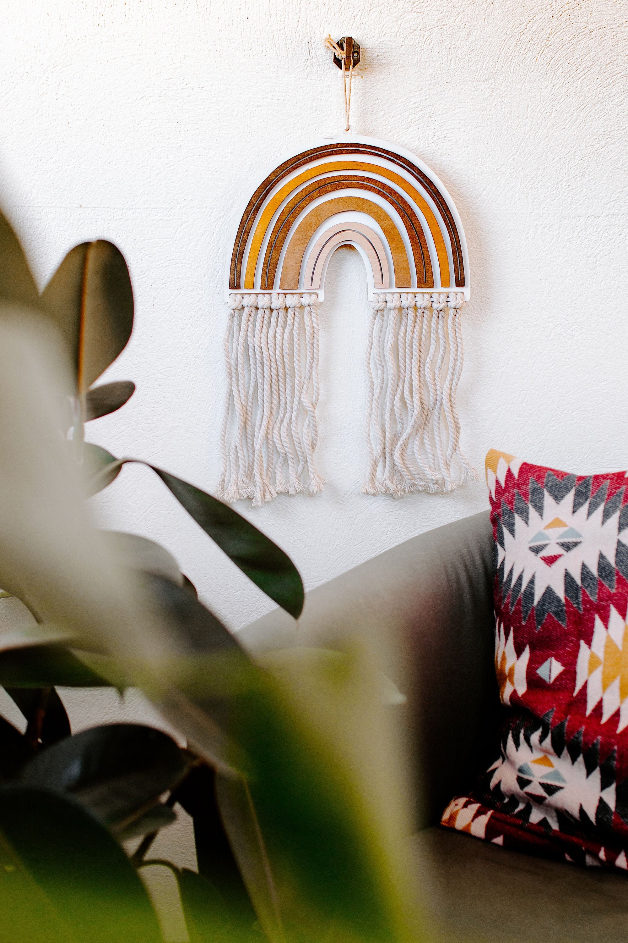 Unfinished rainbow DIY wall hanging boho rainbow wall decor Etsy