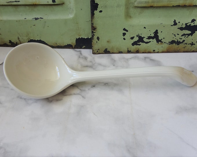 Large Antique White Ironstone Ladle Etsy