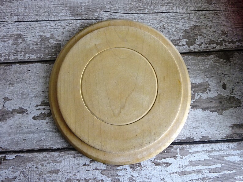 Antique Vintage English Plain Turned Bread Board Wood Wooden Farmhouse Style Kitchenalia