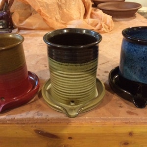 wheel thrown pottery sink caddy. Keep it near your sink to hold scrubbies. Small drainage hole at the bottom allows water to drain out. image 2