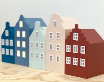 Amsterdam Canal Houses, House Bookends, Wooden Dutch Cottage Houses, Luminous Tea Candle Cottage, Amsterdam Skyline, Nordic Advent Calendar