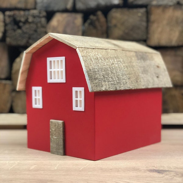 Wooden Farm animals, Farm toy, Wooden Barn, Red Barn toy, Wooden toy animals, Wooden Horse, Wooden Ranch toy, Barn wood, upcycled wood